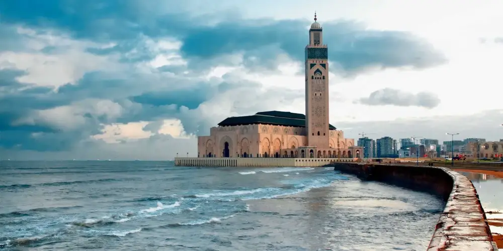 Hassan II Mosque in Casablanca beside the Atlantic Ocean